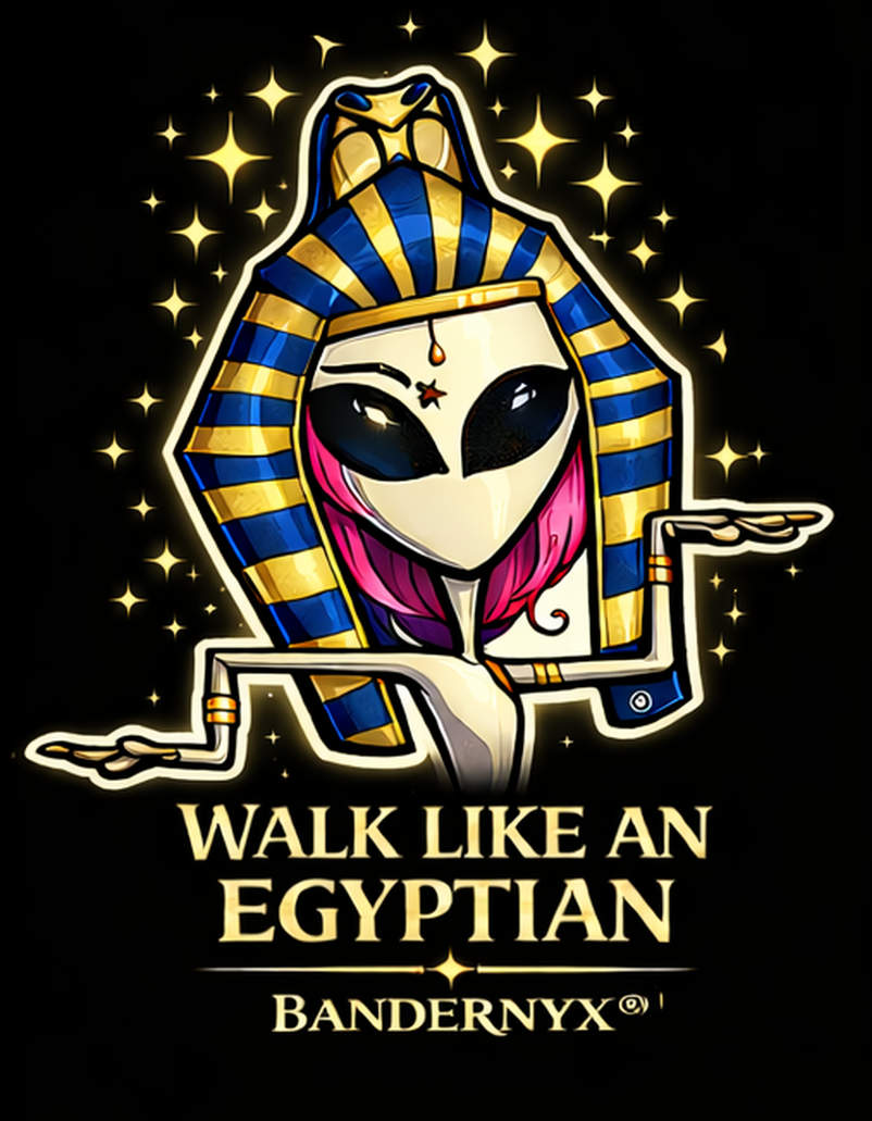 Alien in Egyptian pose and costume from the BanderNyx Universe.